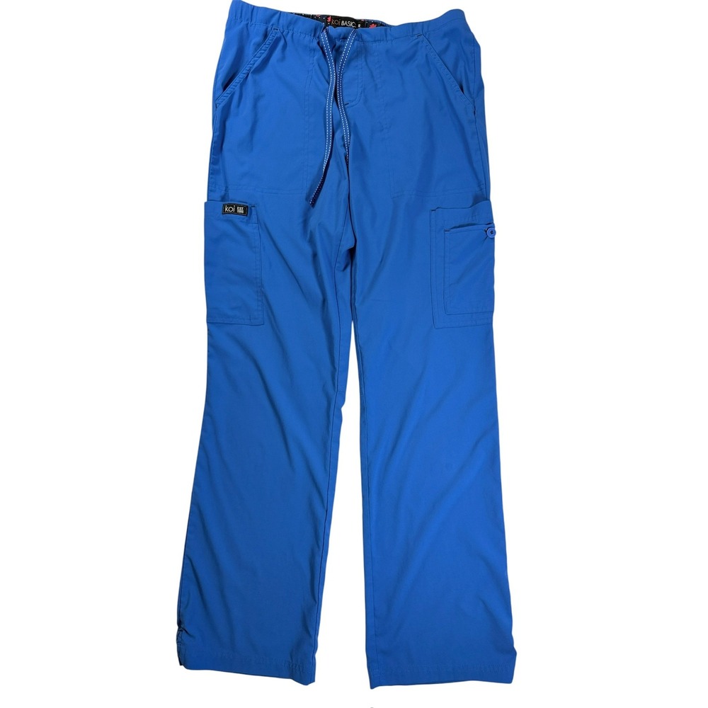 Koi Basics Scrub Pants Women XS Blue Drawstring Cargo Pockets Regular